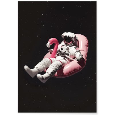Affiche Astronaute sur Bouée Flamant Rose L'AFFICHERIE