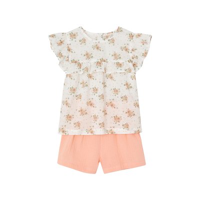 Ensemble de cérémonie blouse volantée et short en gaze VERTBAUDET
