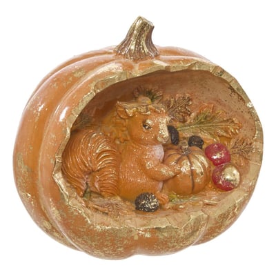 CITROUILLE RESINE ECUREUIL H14 FEERIC LIGHTS & CHRISTMAS