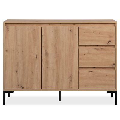 Commode 2 portes 3 tiroirs avec pieds en métal TERRE DE NUIT