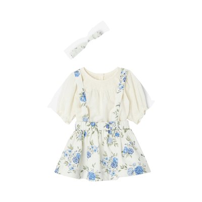 Ensemble blouse à plumetis, jupe et bandeau imprimés VERTBAUDET