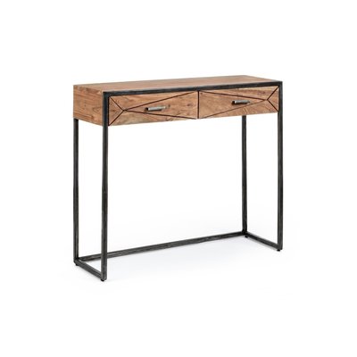Console en bois d'acacia et structure en métal 2 tiroirs - ELEANOR HELLIN, DEPUIS 1862