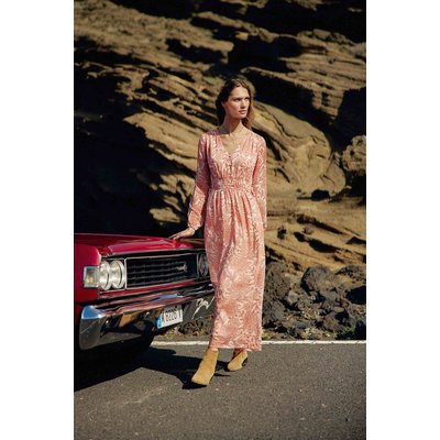 Vestido largo con cuello de pico, estampado floral, RHYAN LA PETITE ETOILE