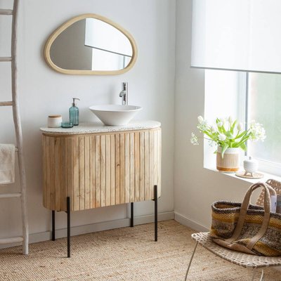 Meuble sous vasque en bois de manguier et terrazzo  LOU MADE IN MEUBLES 