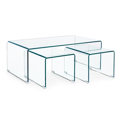 Tables basses gigognes contemporaines en verre L110 (set de 3) - IDORA HELLIN, DEPUIS 1862
