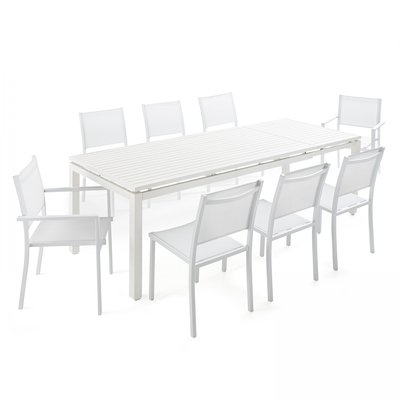 Salon de jardin table extensible en aluminium et 8 chaises, GALILEE OVIALA