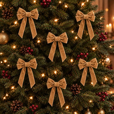 Set of 6 24cm gold velvet bow SO'HOME