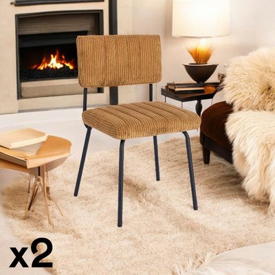 Chaise velours grosses côtes moutarde (lot de 2) IENA PIER IMPORT