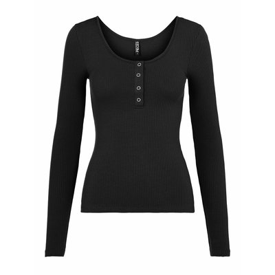 T-shirt maniche lunghe, effetto a coste PIECES