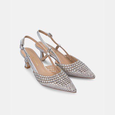 Chaussures à talons ouvertes à l'arrière, avec strass sur le bout et fermeture à boucle ALMA EN PENA