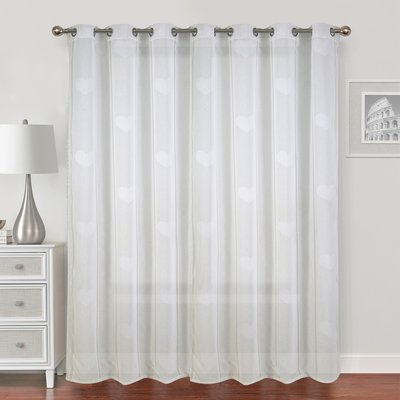 Voilage grande largeur avec cœurs et fil textile HOME MAISON