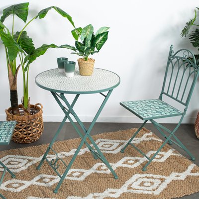 Table de balcon pliante vert d'eau D 60 cm GRENADE PIER IMPORT