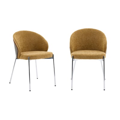 Chaise bois de peuplier teinté noyer, acier et tissu texturé (lot de 2) PAUL SWEEEK