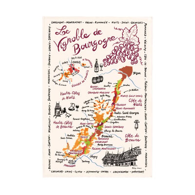 Torchon La Carte Des Bourgognes WINKLER