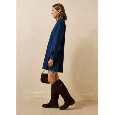 Robe courte en jean manches longues LA FEE MARABOUTEE