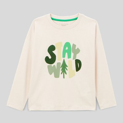 T-shirt manches longues à inscription en coton BIO GOTS MONOPRIX