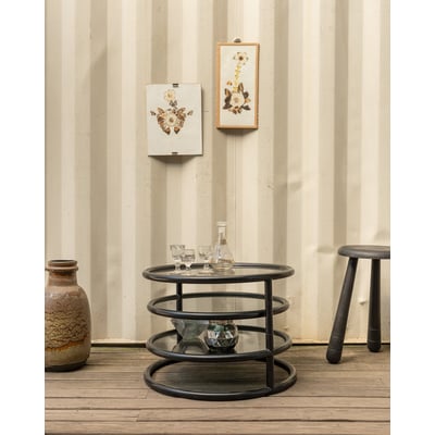 Table basse en métal noir et verre Donna N°1121 - Bon état DEBONGOUT