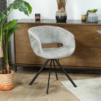 Fauteuil de table contemporain velours gris (lot de 2) FLORENCE PIER IMPORT