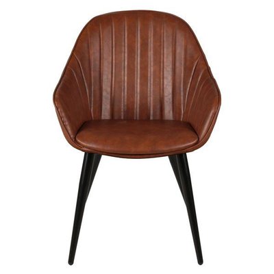 Chaise accoudoirs PU marron piètement métal Bari ZAGO