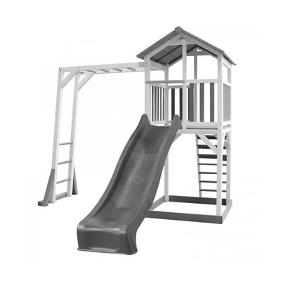 AXI Structure de jeu Beach Tower  Blanc Gris  avec cadre escalade et toboggan Gris AXI HOUSE