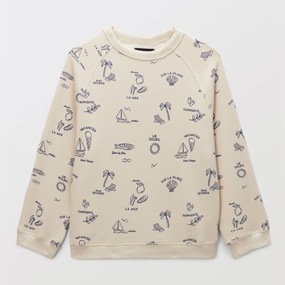 Sweat col rond imprimé en coton BIO GOTS MONOPRIX