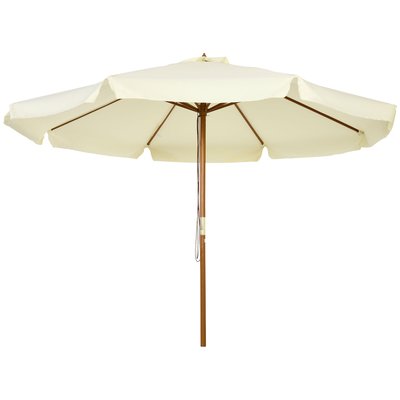Parasol droit rond Ø 3,25 x 2,5H m bois de bambou polyester OUTSUNNY