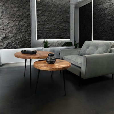 Table de salon gigogne acacia motif rosace (lot de 2) PIER IMPORT