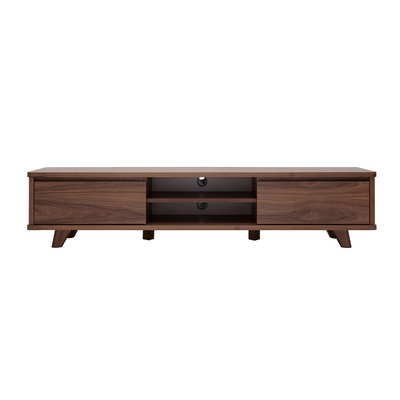 Meuble TV vintage bois foncé noyer 2 portes L180 cm FIFTIES MILIBOO