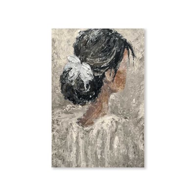 Peinture contemporaine chignon et dentelle HEXOA