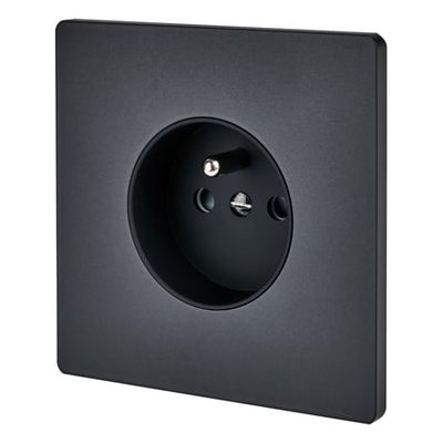 Prise De Courant 2 Pôles + Terre M Noir Mat MODELEC