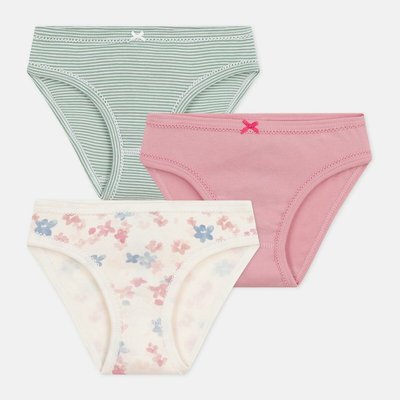 Confezione da 3 mutandine in cotone, motivo a cuori e righe PETIT BATEAU