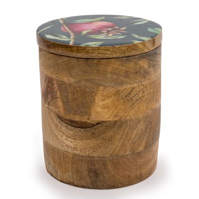 Large Pomegranate Green Storage Canister in Mango Wood SO'HOME