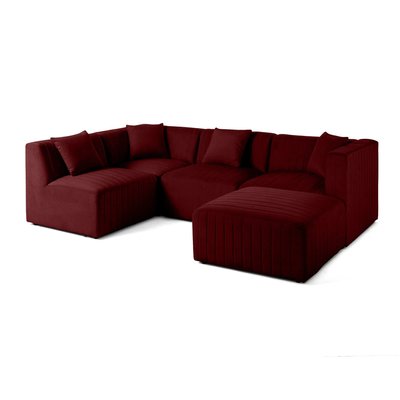 Canapé d'Angle gauche en Velours 5 places - NOVA LISA DESIGN