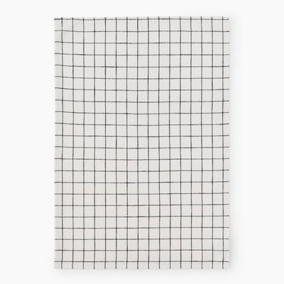 Torchon slub carreaux noir, 50x70cm, coton MONOPRIX