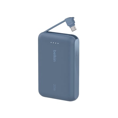 Batterie externe 10000 mAh avec cable USB-C intégre bleu BELKIN