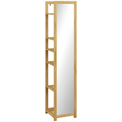 Miroir en pied Bambou Bois naturel HOMCOM