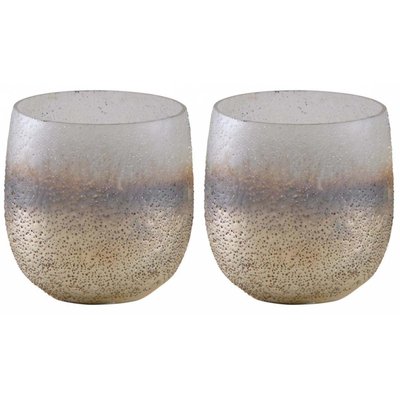 Photophore en verre sablé doré et blanc 8 cm (Lot de 2) AUBRY GASPARD