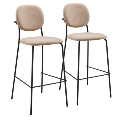 Lot de 2 chaises hautes en acier et tissu, LYA OVIALA