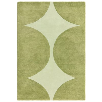 Tapis vert moderne tufté main en laine MULL NOVATREND