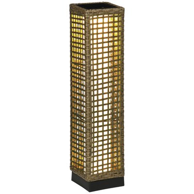 Lampadaire solaire LED style exotique H.69 cm résine effet rotin naturel OUTSUNNY