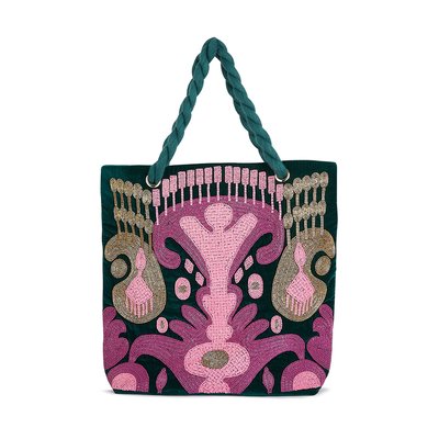 Sac cabas velours et broderies de perles AWAKE WILD