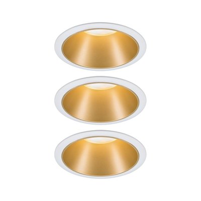 Kit 3 Spots Led Coin Cole À Encastrer Blanc & Or 3 X 6,5w Dimmables PAULMANN