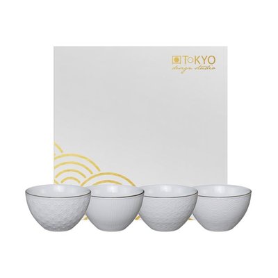 4 Bols Porcelaine Nippon White Blanc & Or D11 Cm TOKYO DESIGN STUDIO