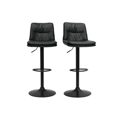 Tabourets de bar réglables noirs et métal noir (lot de 2) ZUCK MILIBOO