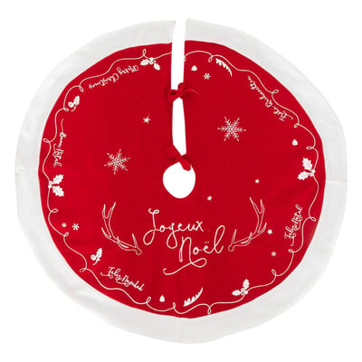 Tapis de sapin rouge motif blanc D90cm en feutrine FEERIC LIGHTS & CHRISTMAS