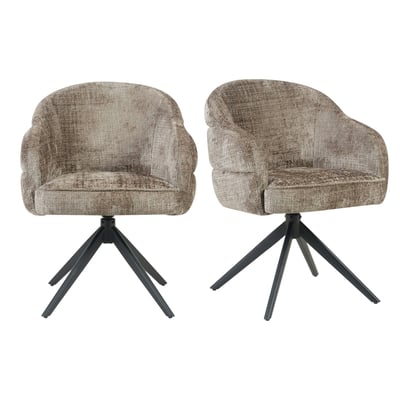 Chaise arrondie pivotante en tissu chenille (lot de 2) CORTINA PIER IMPORT