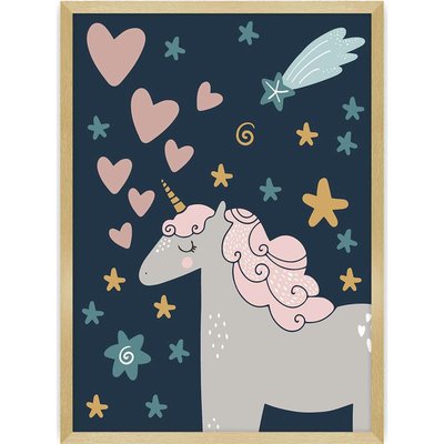 Tableau en bois, cadre vertical, Lovely Unicorn RECOLLECTION