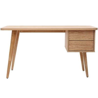 Bureau scandinave avec rangements 2 tiroirs en bois L140 cm FIFTIES MILIBOO