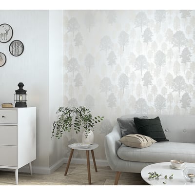 Papel de parede Giulia, Branco/Cinza, da Interelife INTERELIFE