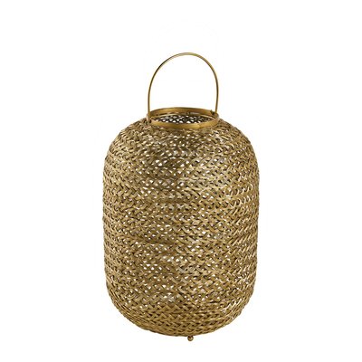Lanterne APOLLO en métal tissé doré - Petit modèle - ø 32 x 47 cm BLANC D’IVOIRE